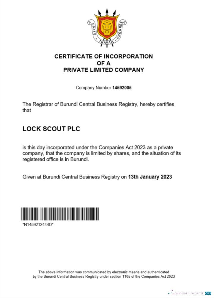 Download Burundi certificate of registration Word and PDF template Photoshop template